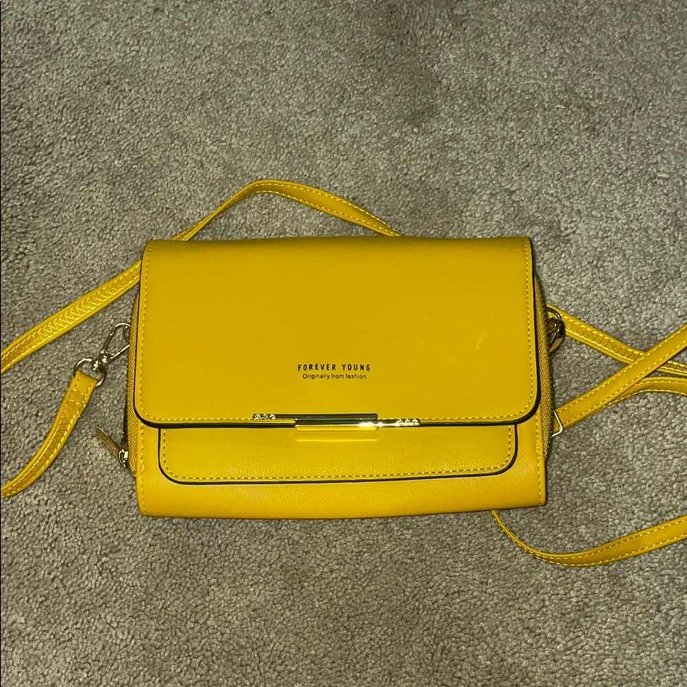Forever Young Vibrant Yellow Crossbody Bag with Flap Design